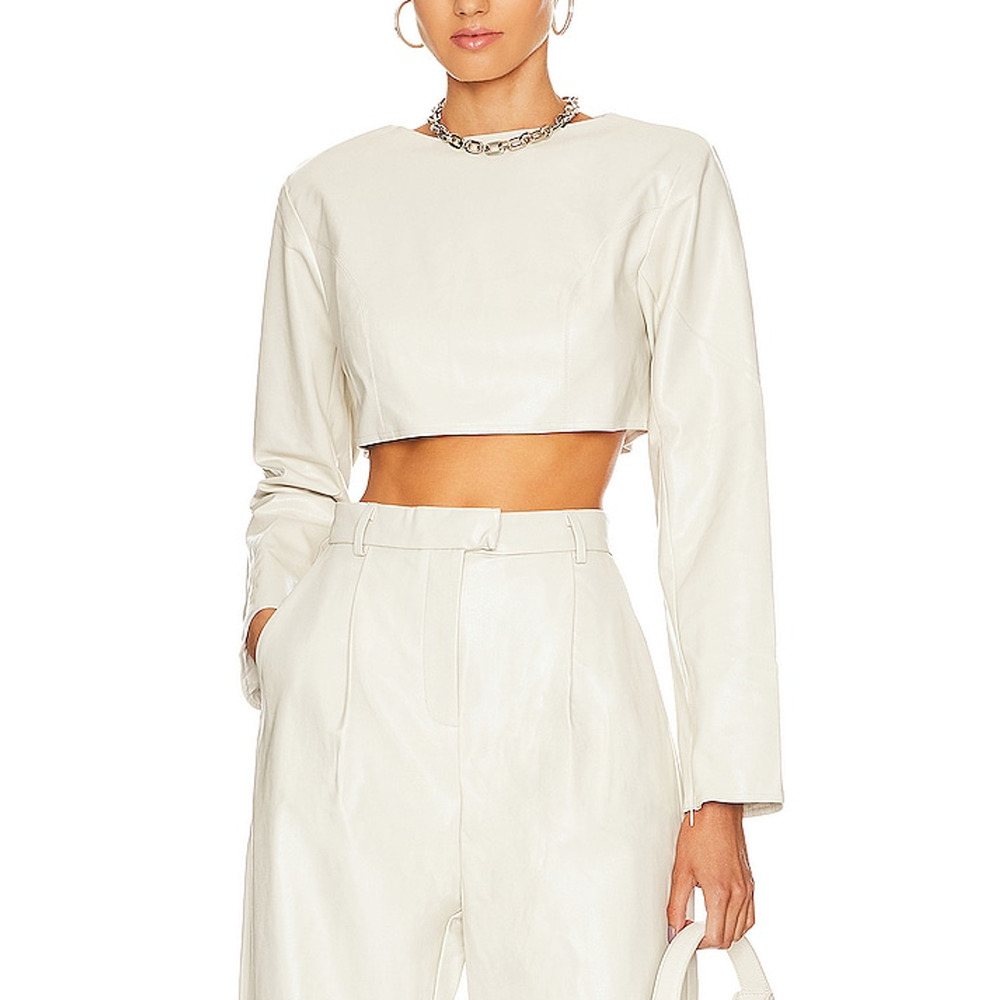 Nonchalant Label 'Cardiff' White Pu Crop Top Size XS